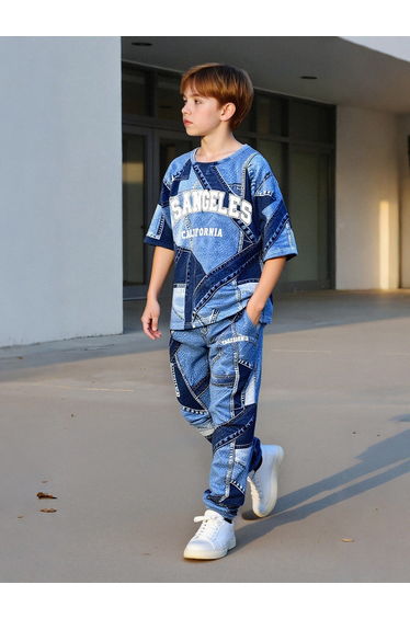 Teens Printed Round Neck T-Shirt and Joggers Set