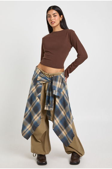 Ultra Soft Long Sleeve Fitted Top - chocolate