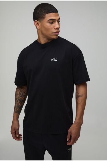 Black Oversized St Tropez Palm Puff Print T-Shirt - black
