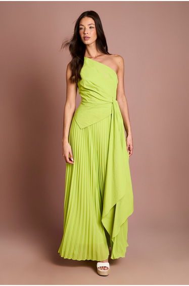 One Shoulder Drape Detail Wide Leg Jumpsuit
