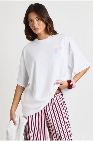 Padel Front and Back Printed T-Shirt - white