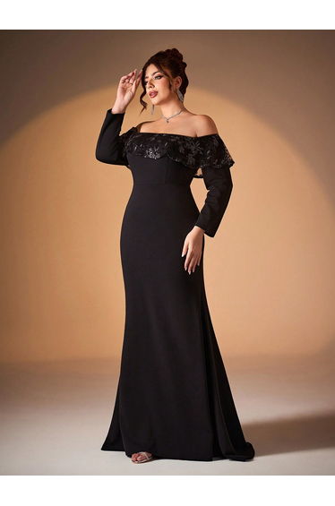 Leely Plus Women's Elegant Off The Shoulder Mermaid Party Dress