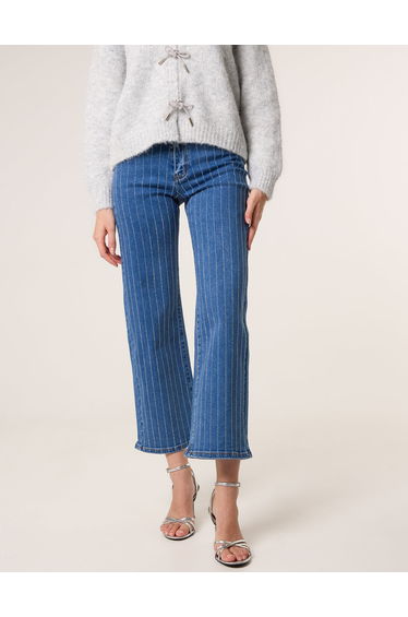 Vertical Stripe Diamante Jeans