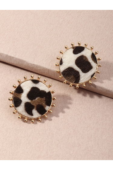 Round Leopard Print Earrings