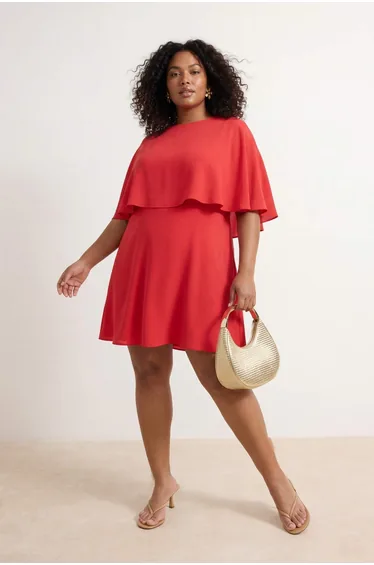 Red Maroken Woven Plus Size Dress