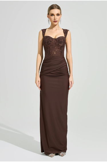 Achebe Brown Lace Dress