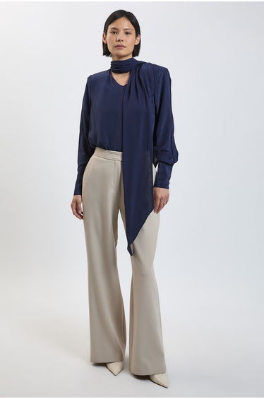 Petite Scarf Detail Viscose Top