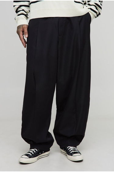 Tall Pleat Front Balloon Fit Trousers - black