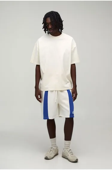 Regular Fit Moto Jersey Shorts - ecru