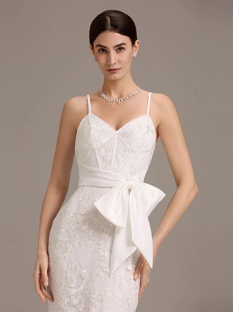 V-Neck Sleeveless Bodycon Fishtail Floor-Length Wedding Dress - 4