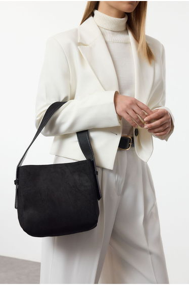 Black Soft Suede Women's Mini Shoulder Bag
