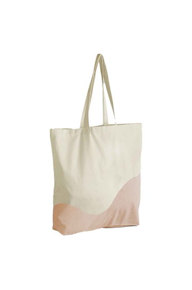 Westford Mill Unisex Adult Wave Organic Cotton Maxi Tote Bag - Natural/Peach