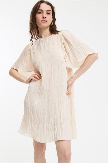 Full Mini Dress with Short Butterfly Sleeves