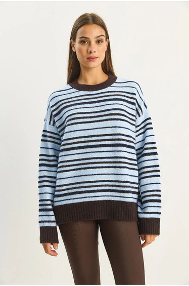 LUCCI Oversized Striped Knit Sweater