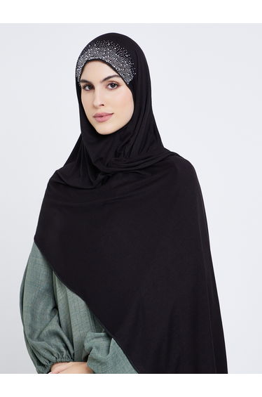 Women Black Embellished Hijab