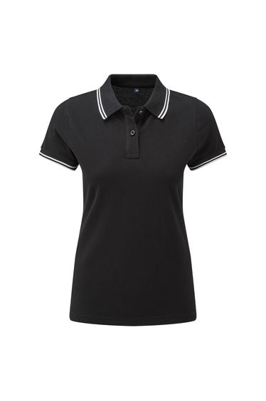 Asquith & Fox Womens/Ladies Classic Fit Tipped Polo - Black/White