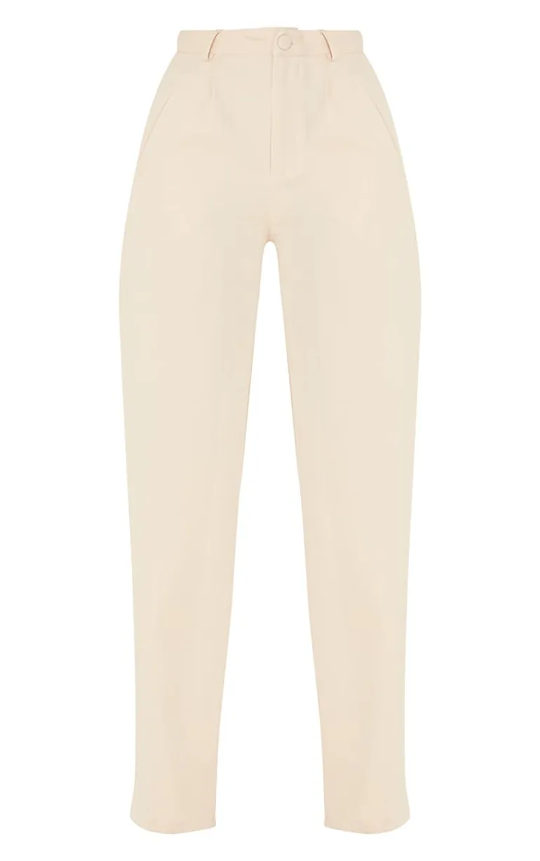 Stone Woven Pleat Detail Wide Leg Trousers - 4