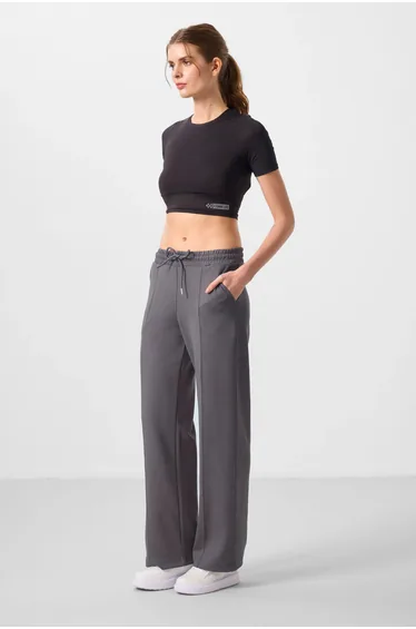 TOMMY Textured Wide Leg Palazzo Pants with Drawstring Waist