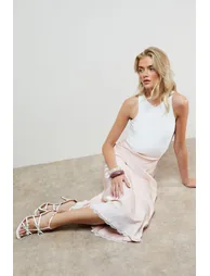 Dalpha Satin Bow Multi Strappy High Stiletto Heel Sandals