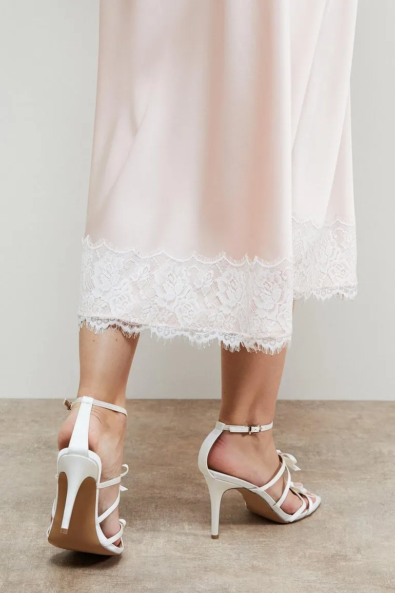 Dalpha Satin Bow Multi Strappy High Stiletto Heel Sandals - 3