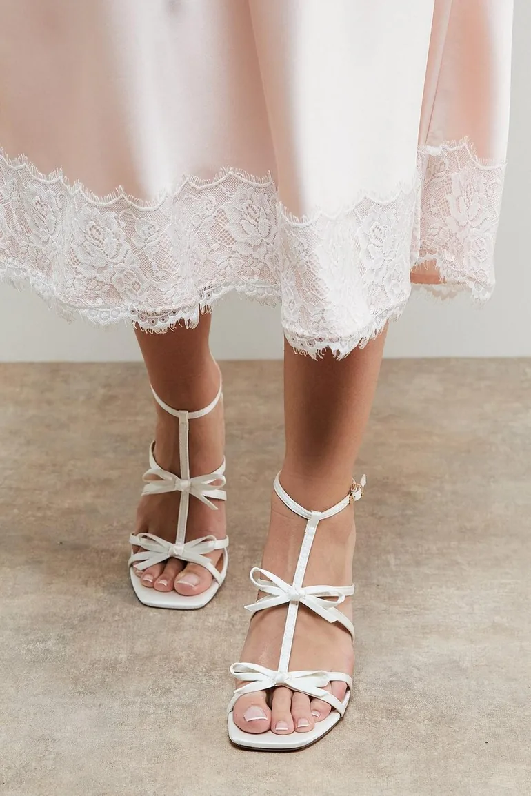 Dalpha Satin Bow Multi Strappy High Stiletto Heel Sandals - 2