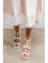 Dalpha Satin Bow Multi Strappy High Stiletto Heel Sandals - 2