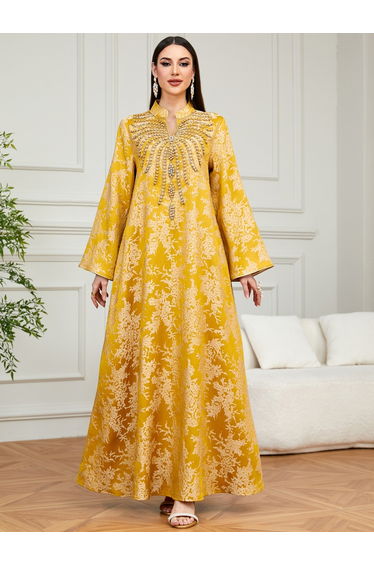 Women Texture Fabric Embellished Detail Jalabiya