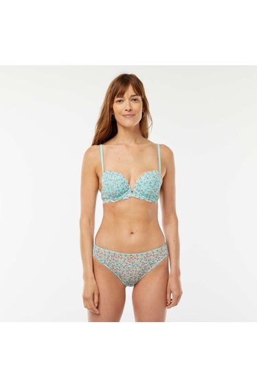Three-tone printed lace briefs BLUE