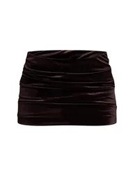 Dark Brown Velvet Cowl Neck Knot Long Top - 5