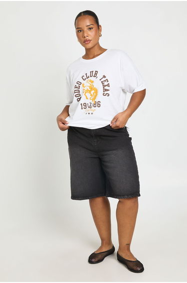 Plus Rodeo Club Printed T Shirt - white