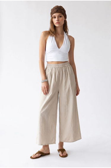 MIXRAY Wide-Leg Tencel Ankle-Length Trousers