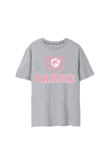 Barbie Womens/Ladies Collegiate Logo T-Shirt - Grey Marl