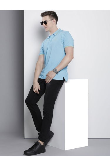Men Blue Regular Fit Short Sleeve Polo