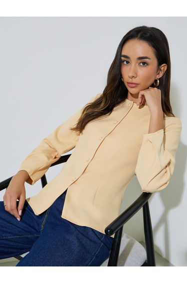 Yellow Button Down Long Sleeves Blazer
