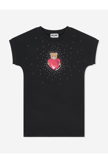 Moschino Girls Teddy Heart Dress in Black