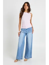 Ruched Top With Gold Trim - pink