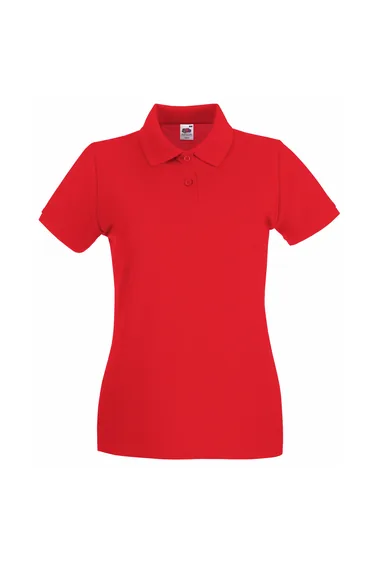 Fruit Of The Loom Ladies Lady-Fit Premium Short Sleeve Polo Shirt - Red