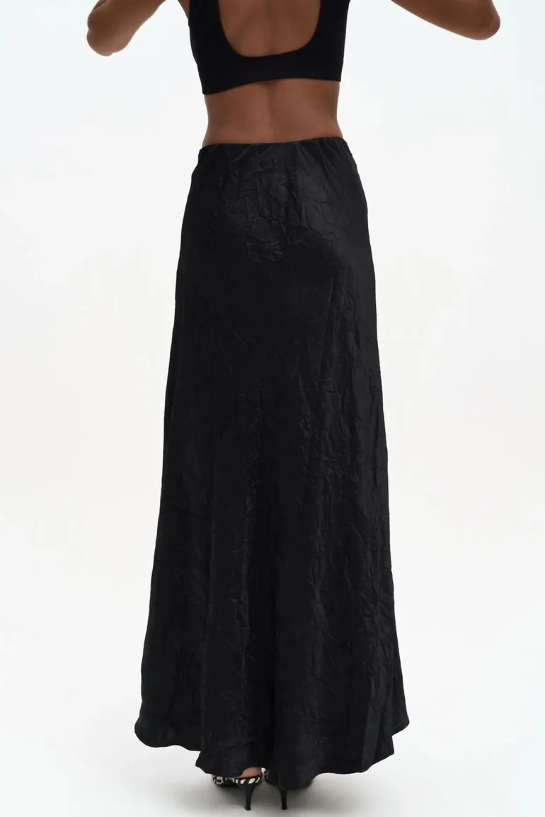 MAI STUDIOS Eubah Seersucker Affected Maxi Satin Skirt - 4