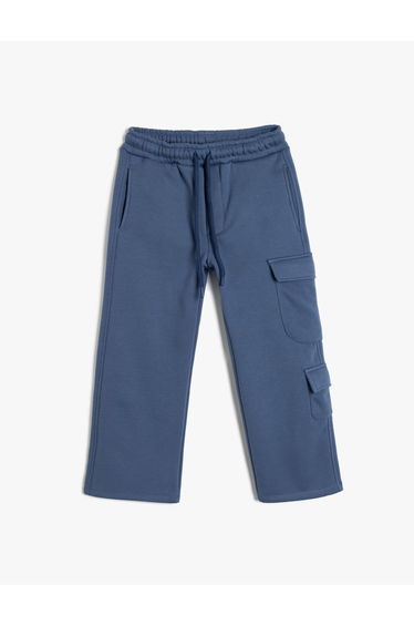 Oversize Sweatpants Cargo Pocket Detail Cotton Blend with Tie Waist