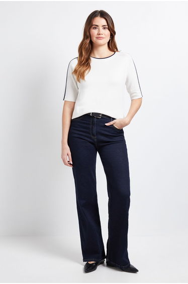 Striped Short Sleeve Knitted Top