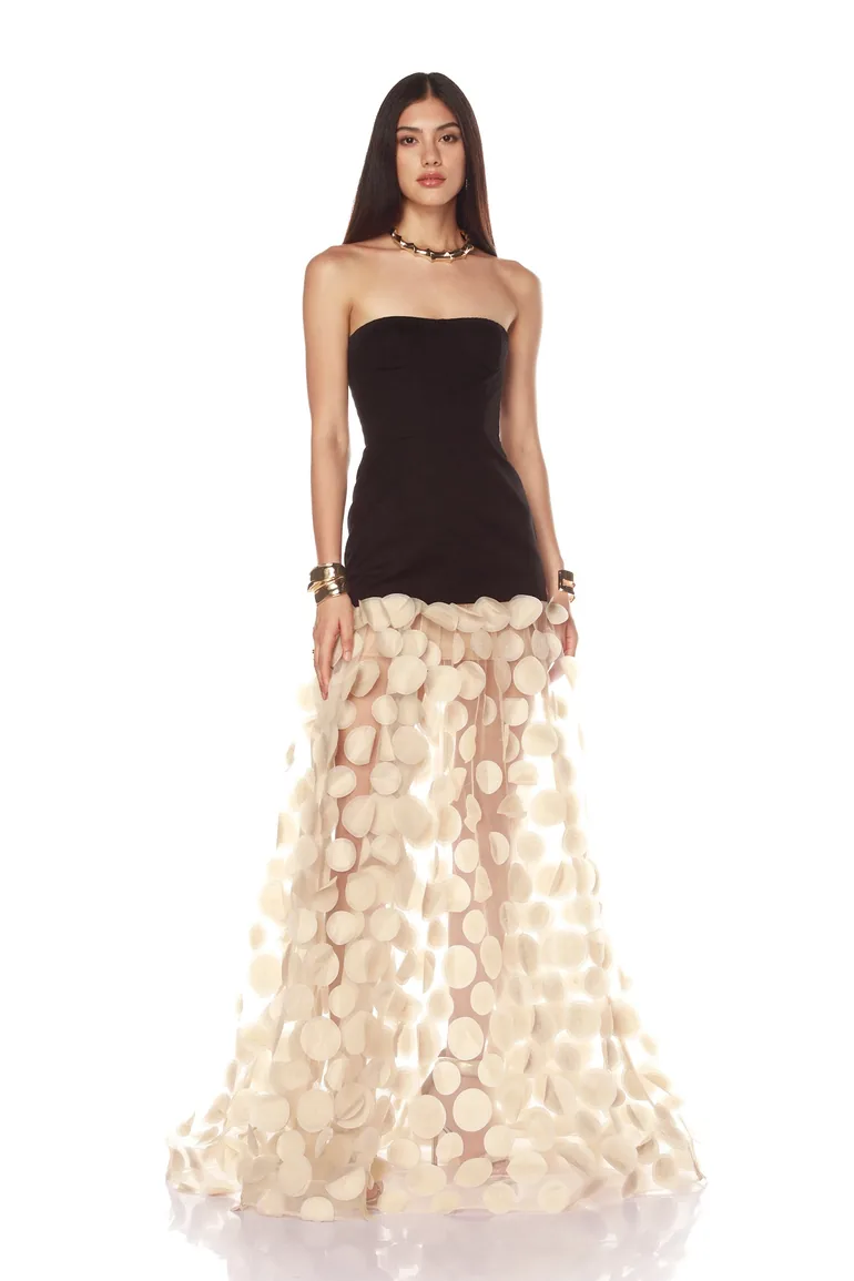 Irene Strapless Sheer Tulle Maxi Dress - 7