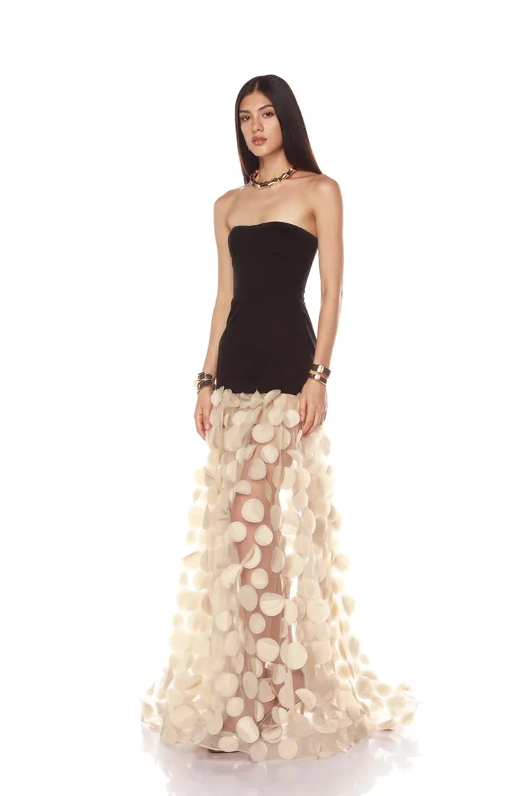 Irene Strapless Sheer Tulle Maxi Dress - 8