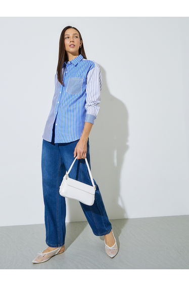 Blue Striped Oversized Shirt
