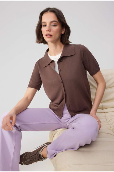 Wardrobe Essentials Brown Premium Polo Neck Knitwear Blouse