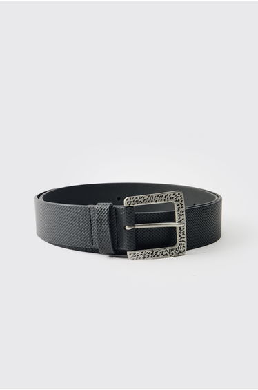 PU Belt With Silver Buckle - black