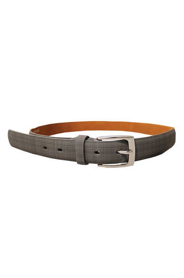 Forest Mens Plaid Leather Belt - Grey