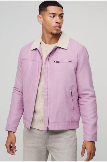 Regular Fit Twill Contrast Collar Worker Jacket