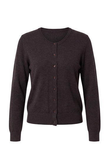 Wardrobe Essentials Brown 100% Wool Crew Neck Basic Knitwear Cardigan product thumbnail 2