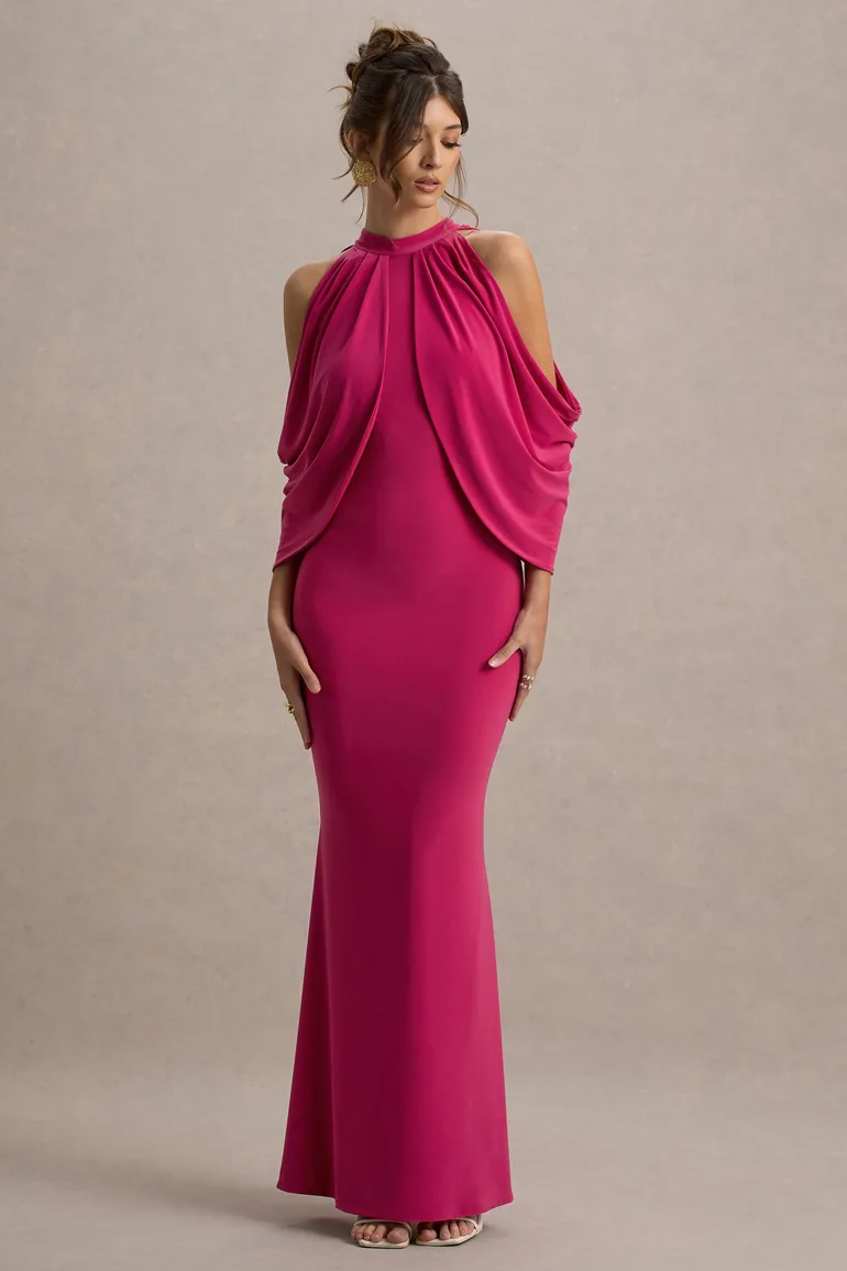 strapless open back dress Sexy Pink Deep V Neckline Front Draped Club Dress – SEXY AFFORDABLE CLOTHING
