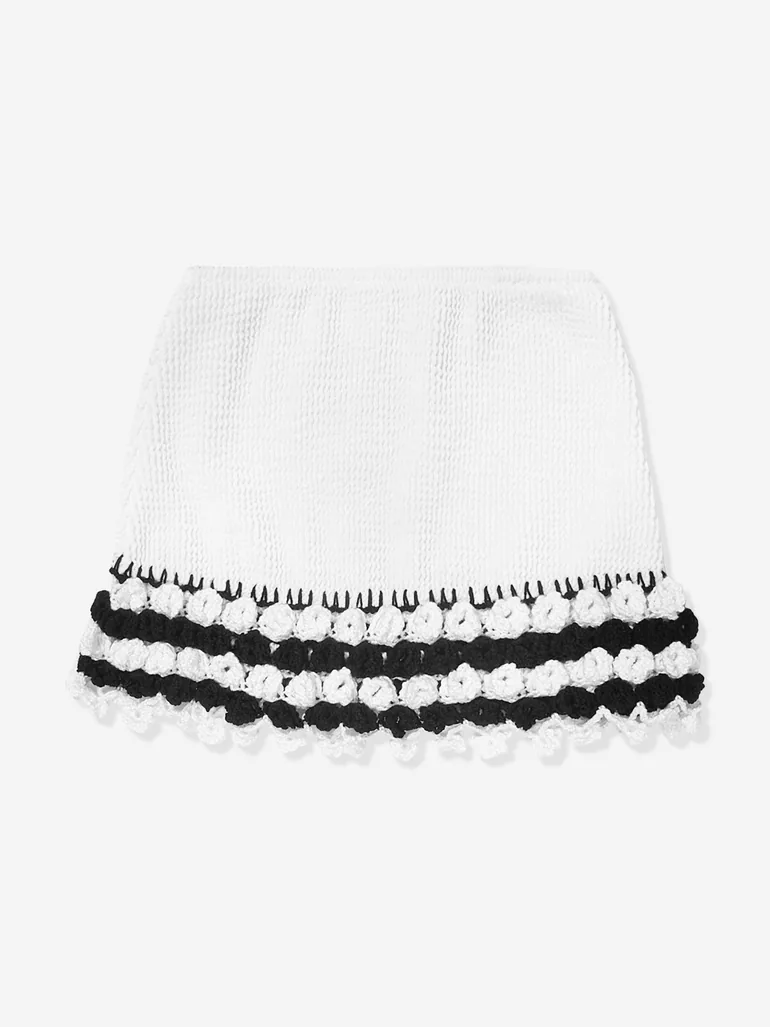 Girls Crocheted Agave Skirt in White - 1